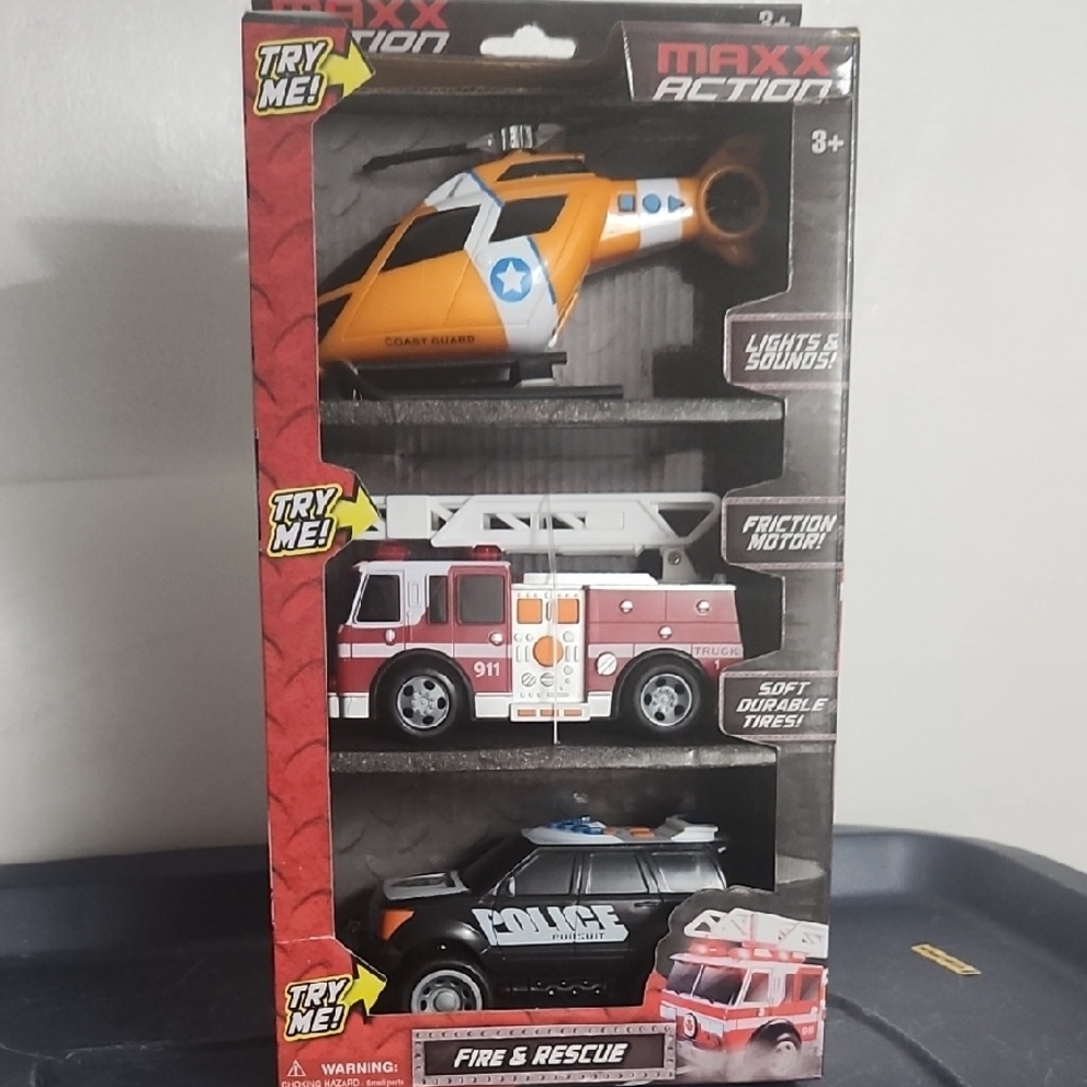 Rescue Vehicle Trio - Orange, Red, Black